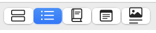 A five-segment control for switching what the sidebar shows.